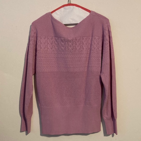 Club Monaco Boatneck Mixed Stitch Mauve Sweater - Picture 4 of 5